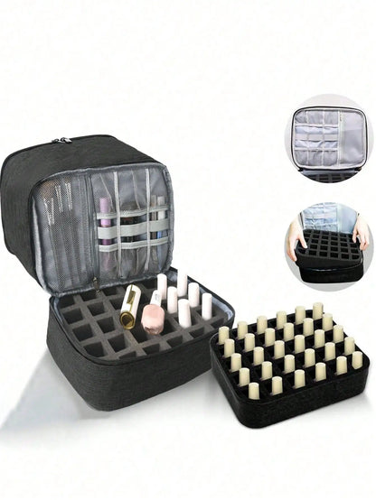 Women's Portable Double-Layer Nail Polish & Essential Oil Storage Bag – Multi-Function Organizer for Travel