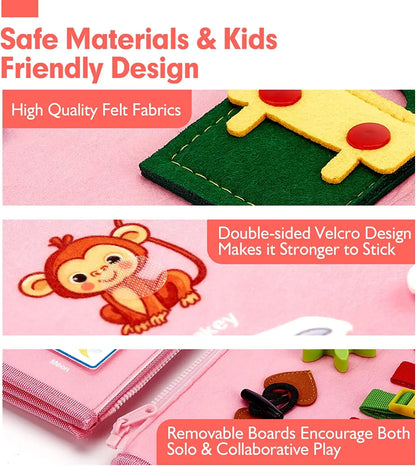 Montessori Toddler Busy Board – Educational Travel Toy for Motor Skills & Baby Learning, Perfect Christmas Gift