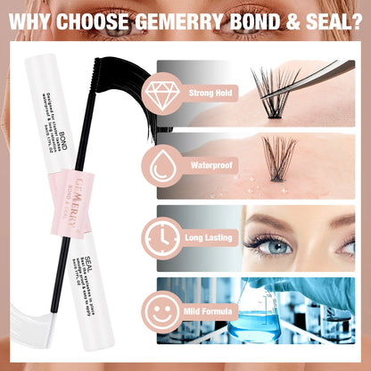 GEMERRY 10ml 2-in-1 Lash Bond & Seal Glue — Waterproof Long-Lasting Adhesive for DIY Cluster Eyelash Extensions