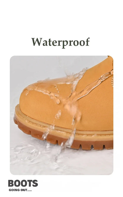 High Top Leather Boots for Men & Women – Fashion Lace-Up Outdoor Sneakers, Non-Slip Casual Ankle Shoes for Couples
