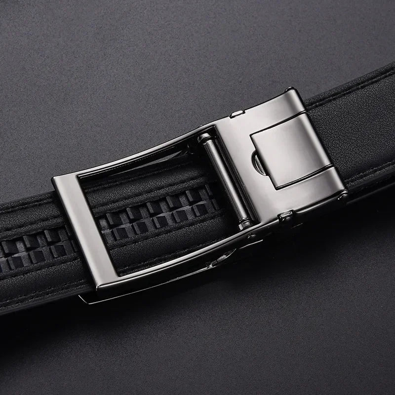 Men’s Luxury Click Belt – Genuine Leather Automatic Alloy Buckle for Business & Jeans