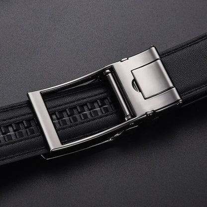 Men’s Luxury Click Belt – Genuine Leather Automatic Alloy Buckle for Business & Jeans
