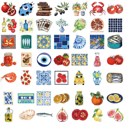50 Pcs Mediterranean Tomato Stickers - Kawaii Waterproof Graffiti for Laptop, Phone, Scrapbooking & Skateboard