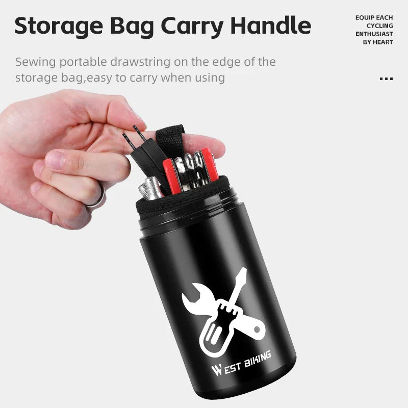 WEST BIKING Bicycle Repair Tool Capsule – Portable Waterproof Toolkit with Bottle Cage for MTB & Road Bikes