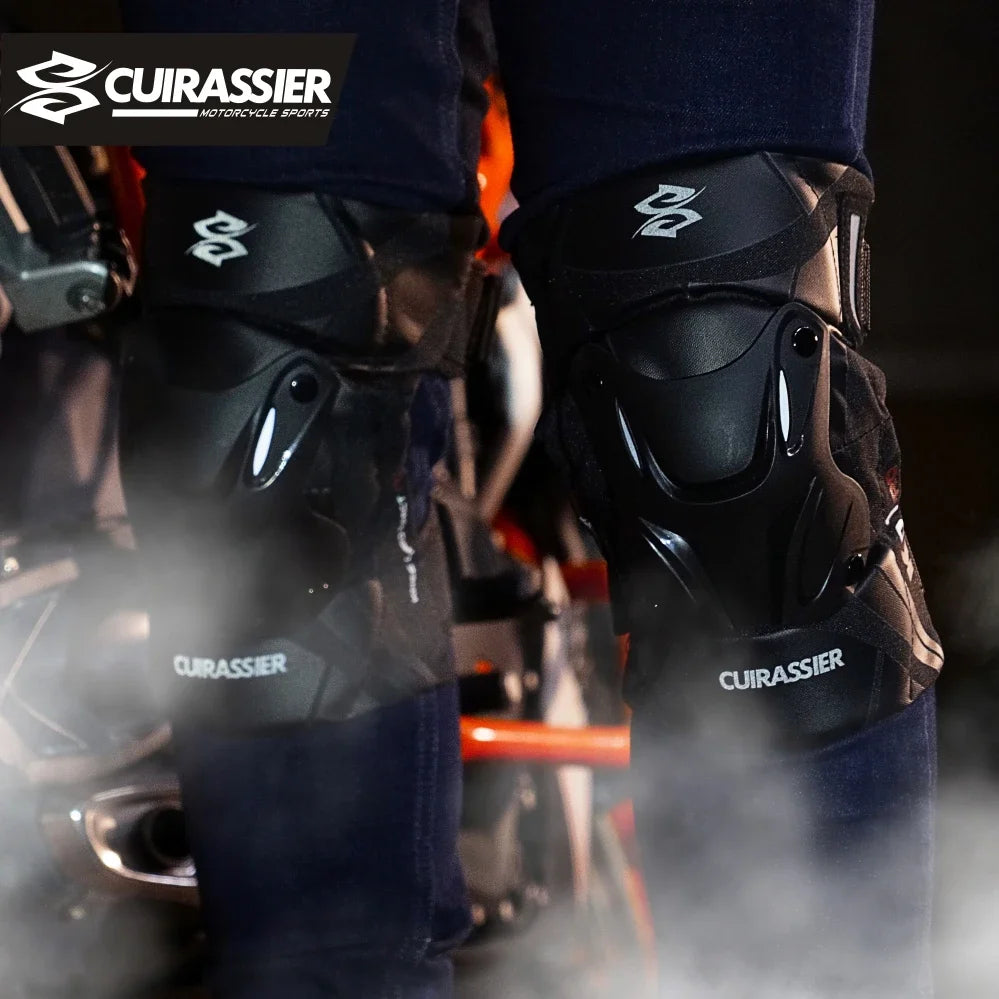Cuirassier Motorcycle Knee Pads - Reflective Motocross MX Protective Guards Racing Leg Protection Gear