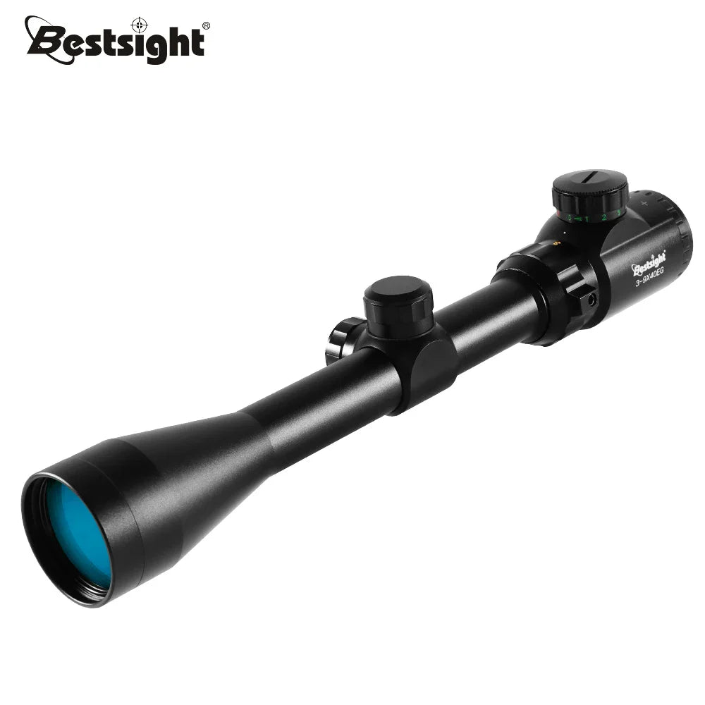 3-9x40 Riflescope Sniper Scope – Red/Green Illuminated Optics with Mil-Dot Reticle & Mounts
