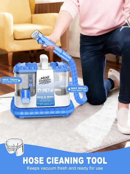 Portable Carpet & Upholstery Cleaner - 32KPa Powerful Suction with 5 Cleaning Tools