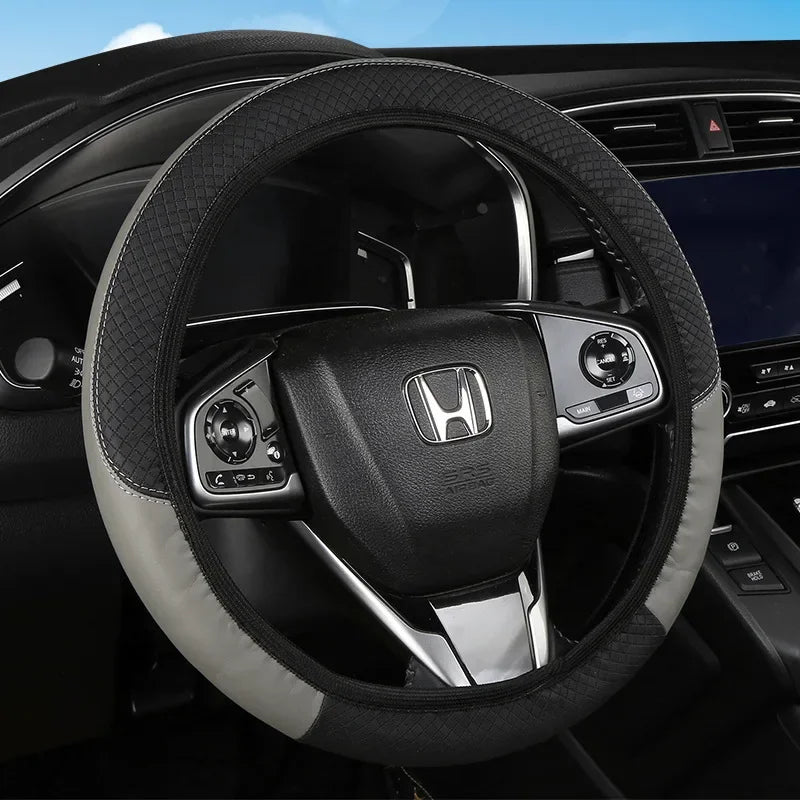PU Leather Car Steering Wheel Cover — Breathable, Anti-Slip, 37-38cm Universal Car Accessory