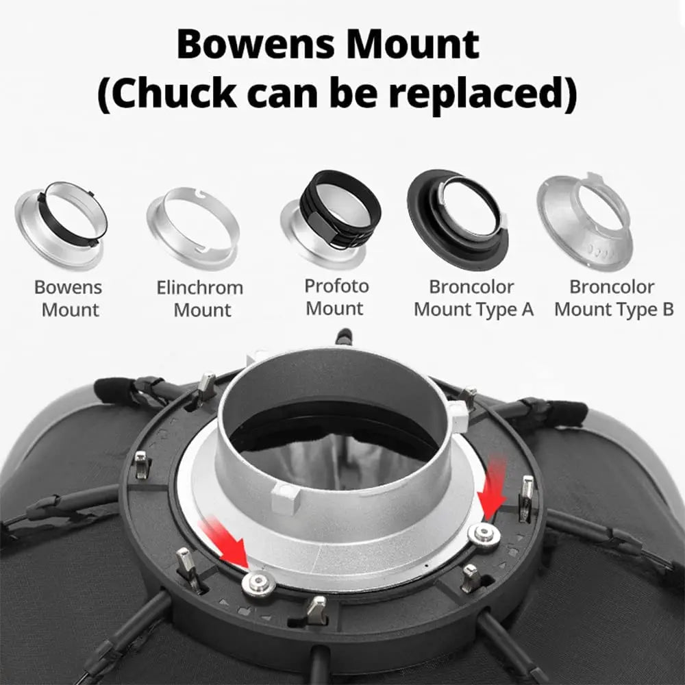 TRIOPO Foldable Octagon Softbox – 55cm, 65cm, 90cm, 120cm Bowens Mount for Sokani X100, COLBOR CL60, Godox & Aputure LED Video Lights