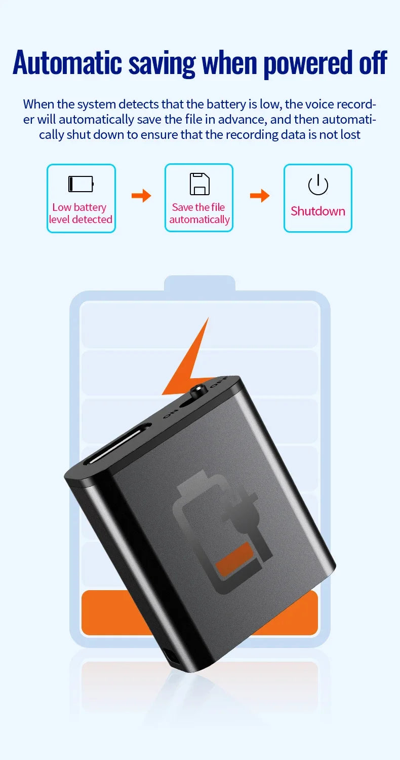 Mini Portable Voice Recorder – Intelligent Voice-Activated HD Audio Recorder with Noise Reduction, MP3 Player, Magnet & OTG