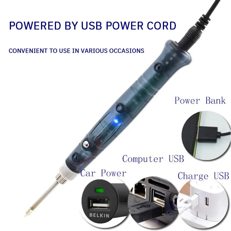 Portable Mini USB 5V Soldering Iron - Household Electronic Repair Solder Welding Tool, Student Electric Soldering Pen Combination