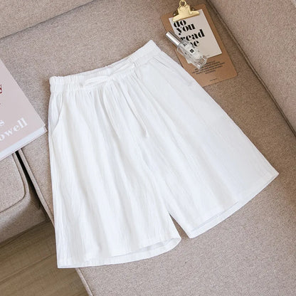 2024 Women’s High Waist Cotton Summer Shorts with Pockets – Casual Loose Fit Soft Cool Shorts for Girls