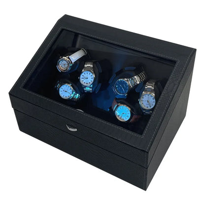 Watch Winder Box – Quiet Motor, USB LED, PU Leather, Variable Speed for Automatic Watches