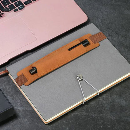 Adjustable Elastic Band Pen Holder - PU Leather Pen Sleeve Pouch, Detachable, Fits Notebook - Elastic Notebook Pen Holder