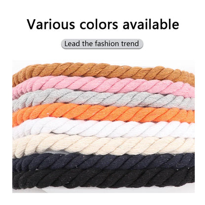 Round 10mm Cotton Rope Shoelaces - Hand-Woven, Three-Strand, Solid Color, Bold Twist - Universal Decorative Shoe Laces