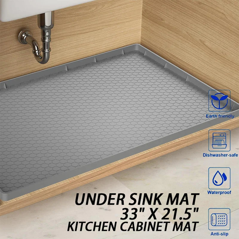 Waterproof Under Sink Mat | Flexible Silicone Cabinet Liner & Protector for Kitchen & Bathroom