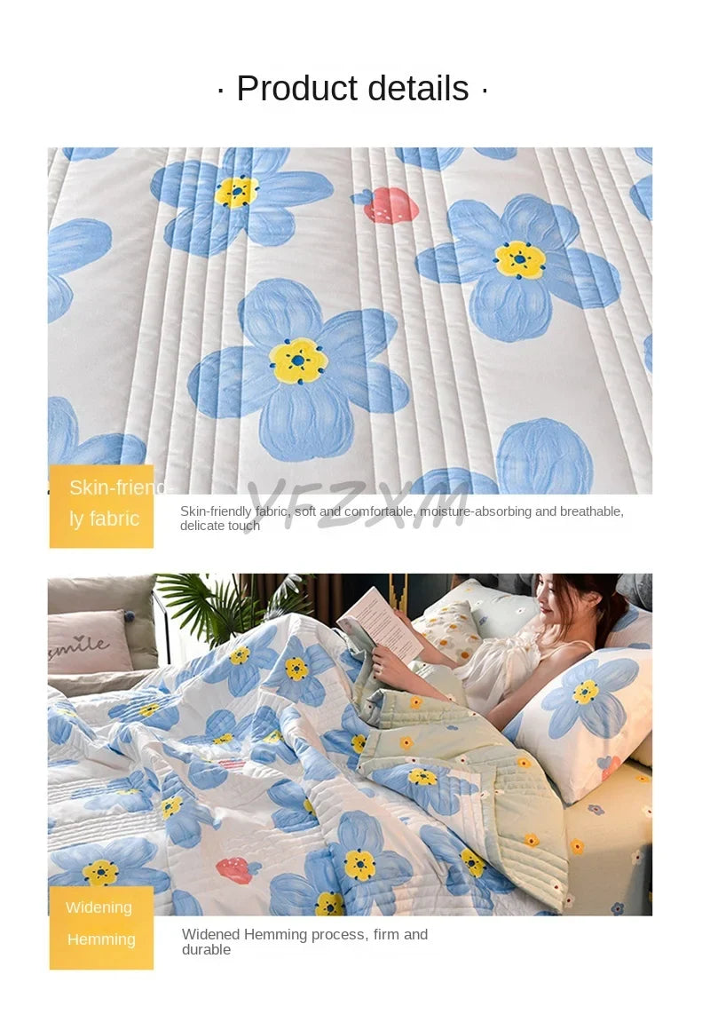 Quilted Spring Summer Quilt – Soft, Lightweight & Breathable Duvet for Queen Size, Comfortable & Washable