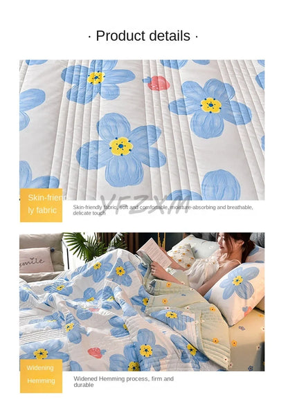 Quilted Spring Summer Quilt – Soft, Lightweight & Breathable Duvet for Queen Size, Comfortable & Washable