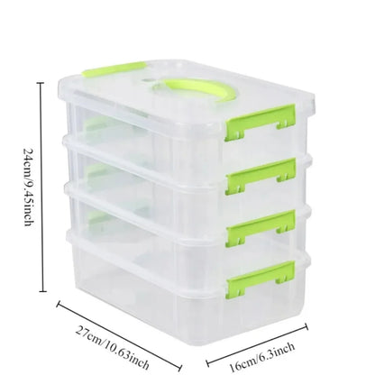 4-Layer Stackable Transparent Organizer – Multi-Tier Plastic Storage Box for Kids Toys, Makeup, Jewelry, Office & School