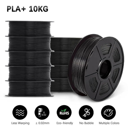 SUNLU 10KG 3D Printer Filament Set – 1.75mm PLA, PETG, PLA+ & Clear, 10 Rolls x 1KG Neatly Wound for 3D Printers & 3D Pens