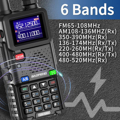 Baofeng UV-5RH 10W Air Band Walkie Talkie, Long Range Wireless Two-Way Ham Radio, Type-C UV-5R Transceiver