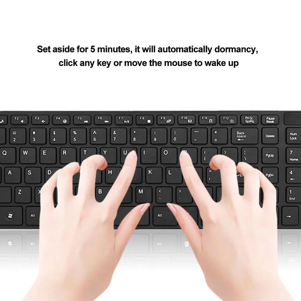 K-06 2.4G Wireless Keyboard and Mouse Combo – Plug & Play Black Set for Laptop & PC