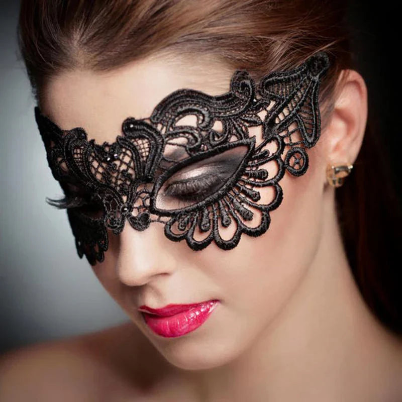 Black Queen Lace Mask — Embroidered Applique Masquerade Mask for Women, Party, Carnival, Wedding & Halloween Accessories