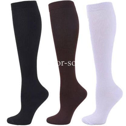 3 Pairs Knee High Compression Socks – Anti-Fatigue Support Stockings for Varicose Veins, Pain Relief & Sports Recovery (Men & Women)