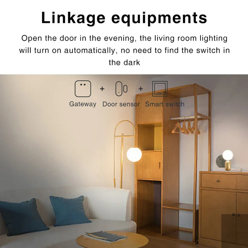 Tuya Smart Zigbee Door & Window Sensor – Black Open/Close Detector for Smart Home Security, Compatible with Smart Life App