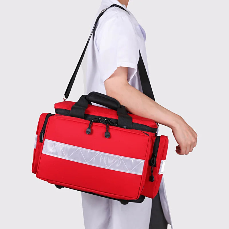 Outdoor Emergency First Aid Kit Bag - Waterproof Reflective Medical Rescue Backpack With Large Capacity Multi-Pocket Storage
