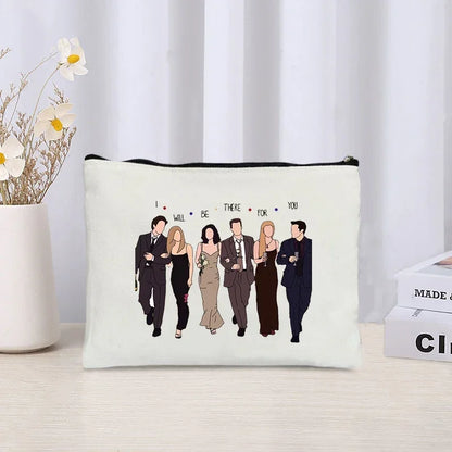 TV Show Friends Makeup Bag for Women - Travel Cosmetic Organizer, Eco-Friendly Canvas Pouch, Kawaii Purse and Pencil Case