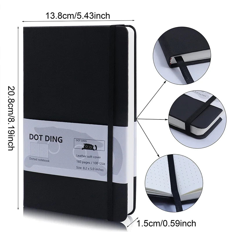 A5 Softcover Dotted Notebook – Kawaii Notepad, Weekly Planner, Diary for Students & Office Supplies