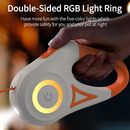Experience Ultimate Pet Freedom with ROJECO 5M Automatic Retractable Dog Leash - LED Luminous Fashionable Light Straps for Dog Walking and Running