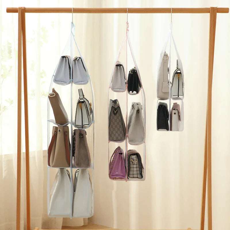Hanging Handbag Organizer: Transparent Wardrobe Closet Storage Bag for Handbags, Shoes, and Accessories