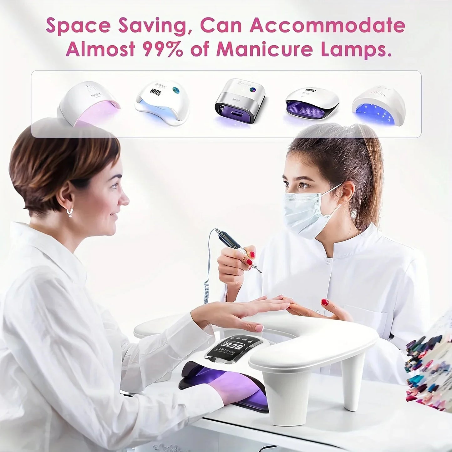 U-Shaped Nail Arm Rest Pillow with Detachable Brackets – Manicure Hand Rest for Nail Salon