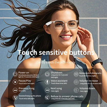 Ola Esporte Bluetooth Smart Glasses – AI Voice, Automatic Adjustment, Waterproof Anti-Blue Light Eyewear with Music & Call