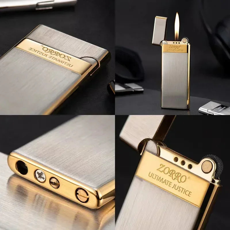 Zorro 636 Ultra-Thin Metal Butane Lighter – Inflatable Grinding Wheel Design, Smoking Accessory & Men’s Holiday Gift