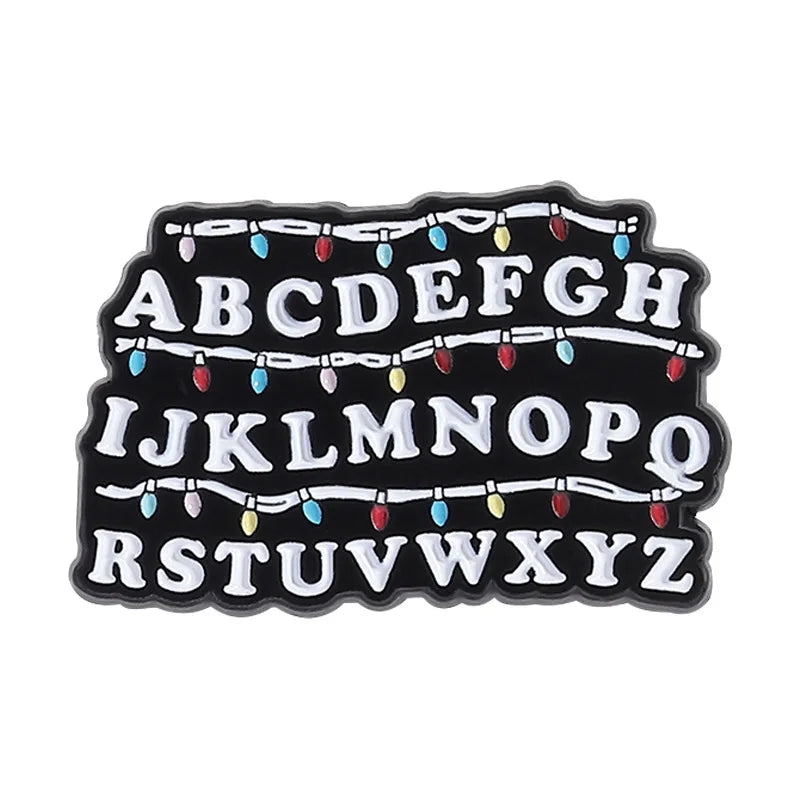 Fantasy Horror Movie Brooch Set - 3-Piece Enamel Pins with Piranha Plant & Letter Designs