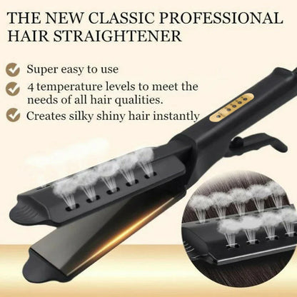 Hair Straightener with Four-gear Temperature, Ceramic Tourmaline Ionic Flat Iron for Women, Wide Panel Design