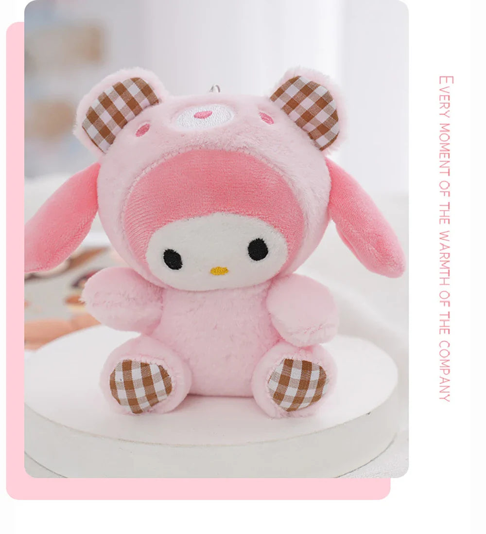 Sanrio Kawaii Plush Keychain — Hello Kitty, My Melody, Kuromi & Cinnamoroll Stuffed Cartoon Doll Pendant for Backpack Decoration
