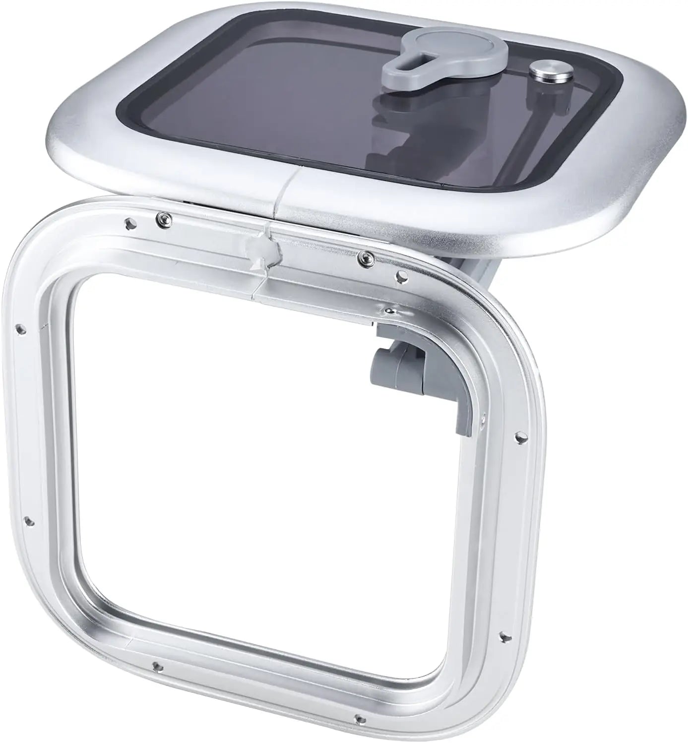 10.8"x10.8" Aluminum Alloy Boat Square Porthole | Push-Out Deck Hatch Window for Yacht & RV