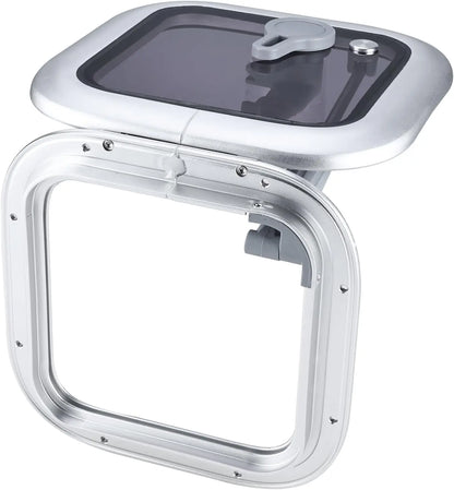 10.8"x10.8" Aluminum Alloy Boat Square Porthole | Push-Out Deck Hatch Window for Yacht & RV