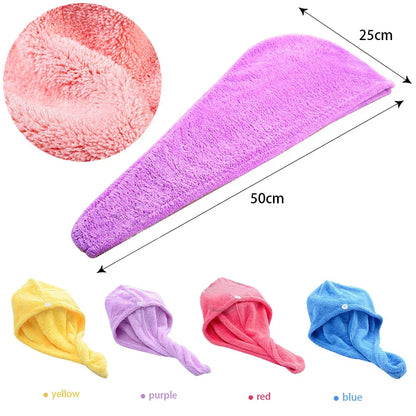 Premium Microfiber Hair Towel Wrap - Anti-Frizz, Super Absorbent Hair Drying Cap for Women and Men, Quick Dry Bath Hat
