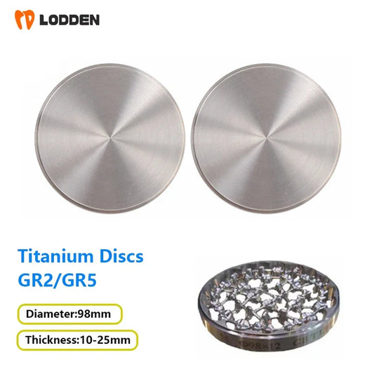 LODDEN 98mm GR2/GR5 Dental Titanium Disc — CAD/CAM Milling Block for Implants, Abutments & Dental Framework