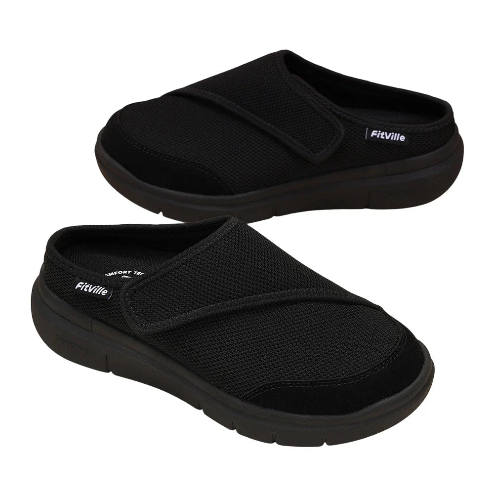 FitVille Women’s Orthopedic Wide Fleece-Lined Slippers, Arch Support Recovery Clogs Comfortable Slip-On Footwear for Daily Wear