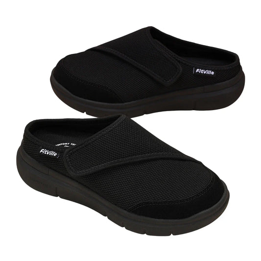 FitVille Women’s Orthopedic Wide Fleece-Lined Slippers, Arch Support Recovery Clogs Comfortable Slip-On Footwear for Daily Wear