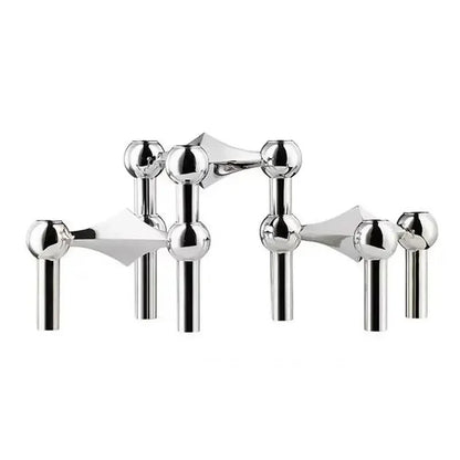 Metal Molecular Structure Candle Holder – Nordic Silver Candelabra Centerpiece for Living Room Decor & Gift