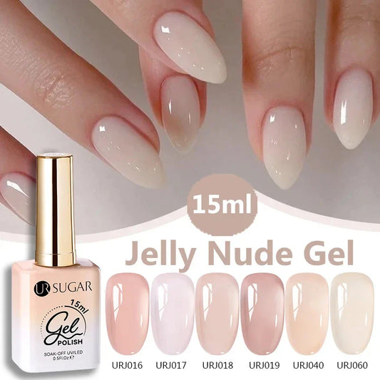 UR SUGAR 15ml Jelly Milky White Gel Polish – Translucent UV Soak Off Nail Art Varnish Semi-Permanent Fashion Nail Color