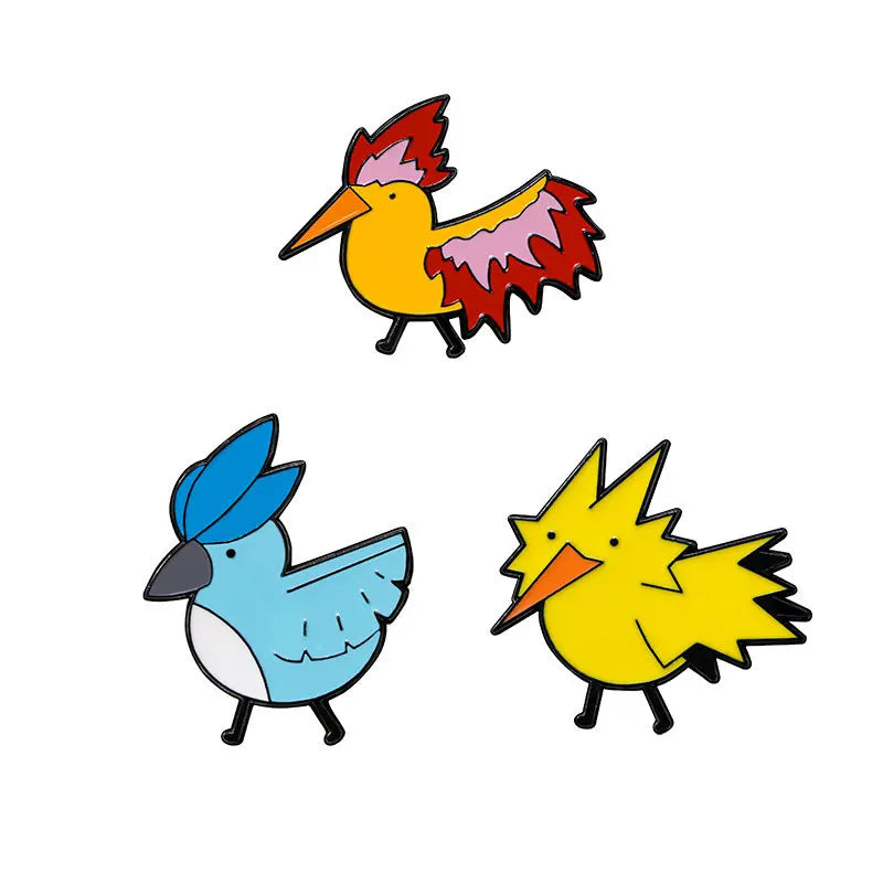 Cute Pokémon Three Holy Birds Cartoon Badge – Anime Flaming Bird Brooch for Clothes & Accessories