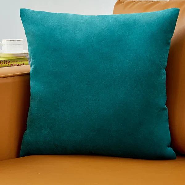 Velvet Pillow Cover 40x40 cm – Decorative Cushion Case for Living Room Sofa, Home Decor in Yellow, Green & Blue